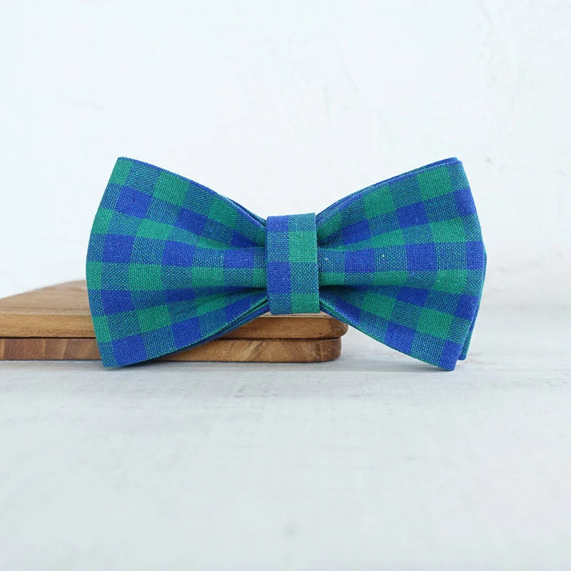 Green Blue Plaid Dog Bowtie Pets Collar Accessory Puppy Cat Pet Supplies Grooming Tools Dogs Dismountable Ornamental Bow Ties Dogy