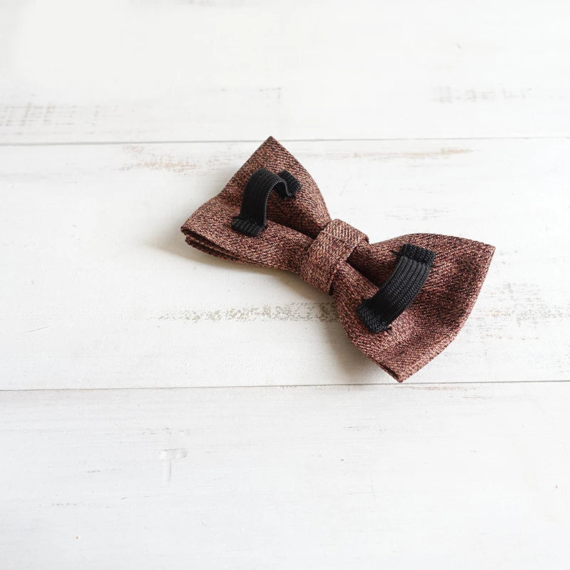 Brown Suit Linen Dog Bowtie Pet Collar Accessory Puppy Cat Pet Supplies Grooming Tools Dogs Dismountable Ornamental Bow Tie Dogy