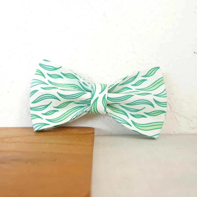 Green Leafs Dog Bowtie Pet Collar Accessory Puppy Cat Pet Supplies Grooming Tools Dogs Dismountable Ornamental Bow Tie Dogy