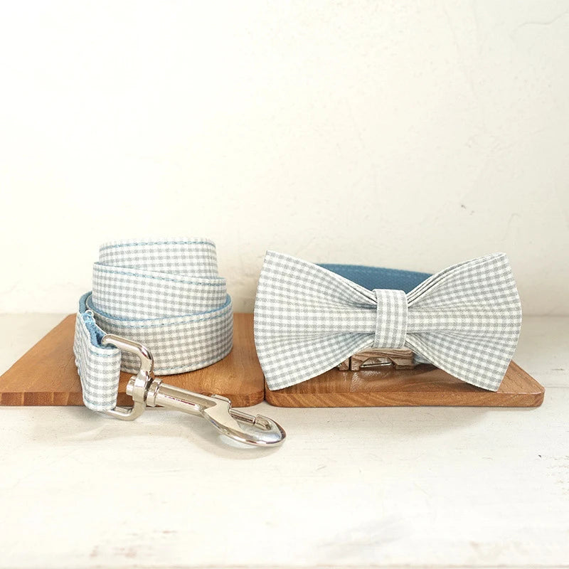 Blue Plaid Dog Bowtie Pet Collar Accessory Puppy Cat Pet Supplies Grooming Tools Dogs Dismountable Ornamental Bow Tie Dogy