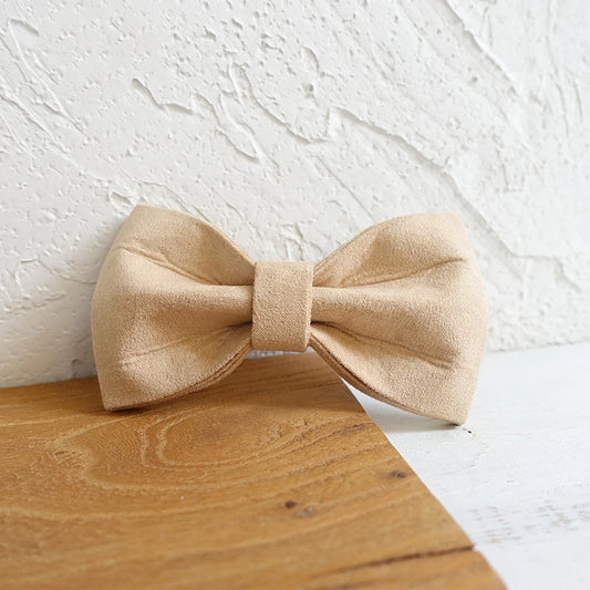 Beige Velvet Dog Bowtie Pets Collar Accessory Puppy Cat Pet Supplies Grooming Tools Dogs Dismountable Ornamental Bow Ties Dogy