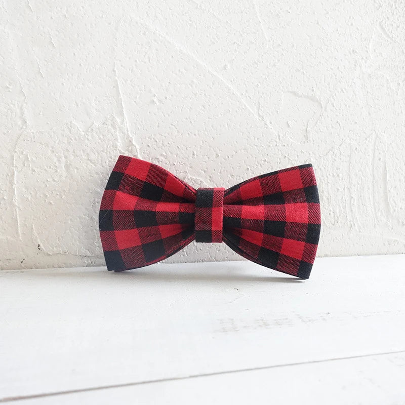 Black Red Plaid Dog Bowtie Pets Collar Accessory Puppy Cat Pet Supplies Grooming Tools Dogs Dismountable Ornamental Bow Ties Dogy