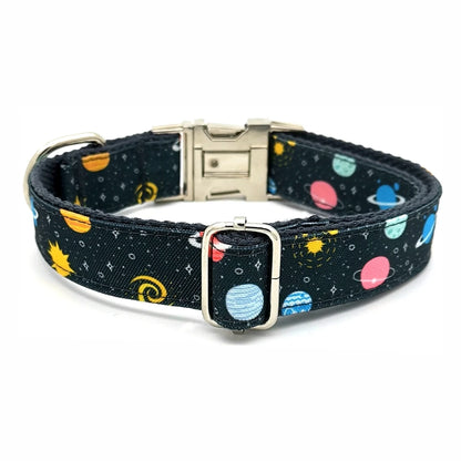 Personalized Pet Collar, Custom Puppy ID Tag, Adjustable Cat Accessory, Planet, Sun, Stars, Basic Dog Collars, Leash Set House of kix