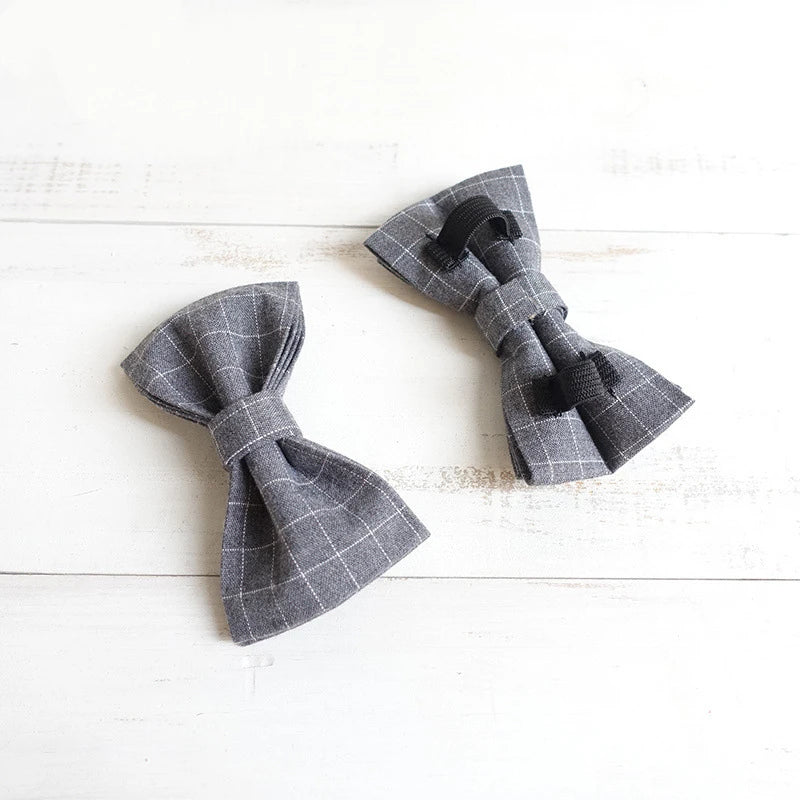 Grey Plaid Dog Bowtie Pets Collar Accessory Puppy Cat Pet Supplies Grooming Tools Dogs Dismountable Ornamental Bow Ties Dogy