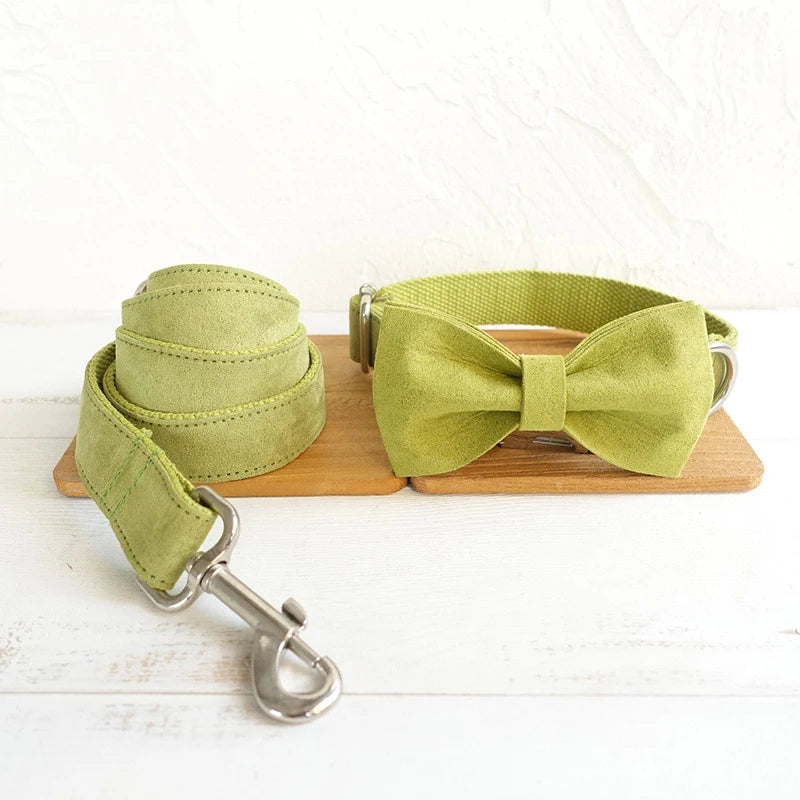 Light Green Velvet Dog Bowtie Pets Collar Accessory Puppy Cat Pet Supplies Grooming Tools Dogs Dismountable Ornamental Bow Ties Dogy