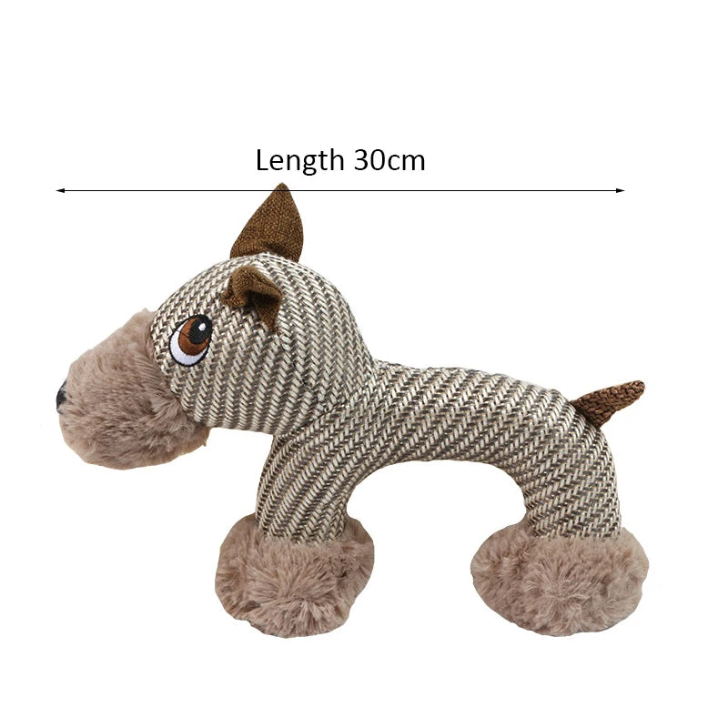 Bite Resistant Linen Puppy Dog Chew Toy Squeaky Elephant Horse Shape Pet Toys for Small Medium Dogs French Bulldog Accessories - Dogy