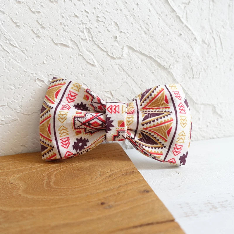 Brown Ethnic Dog Bowtie Pets Collar Accessory Puppy Cat Pet Supplies Grooming Tools Dogs Dismountable Ornamental Bow Ties Dogy