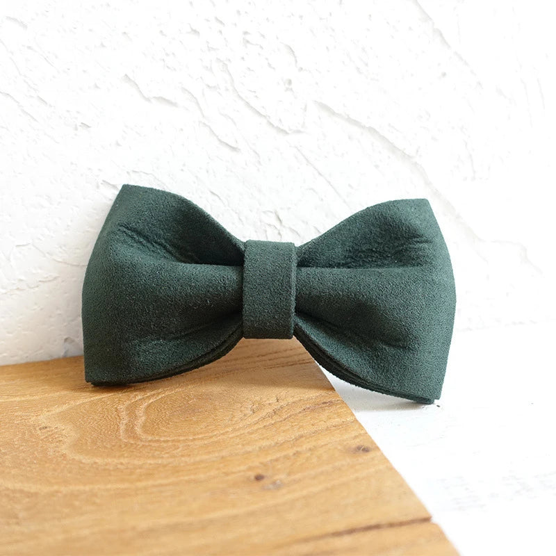 Dark Green Velvet Dog Bowtie Pets Collar Accessory Puppy Cat Pet Supplies Grooming Tools Dogs Dismountable Ornamental Bow Ties Dogy