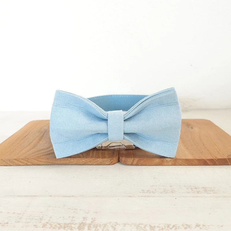 Light Blue Velvet Dog Bowtie Collar Accessory Puppy Cat Pet Supplies Grooming Tools Dogs Dismountable Ornamental Bow Tie Dogy