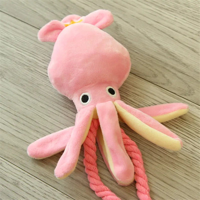 Octopus Stuffed Puppy Dog Chew Rope Toy Squeaker Pet Toys for Small Medium Dogs Cleaning Teeth Pomeranian Cat mascotas Supplies - Dogy