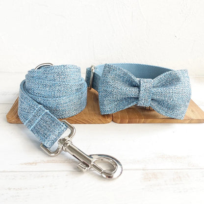 Light Blue Suit Linen Dog Bowtie Pet Collar Accessory Puppy Cat Pet Supplies Grooming Tools Dogs Dismountable Ornamental Bow Tie Dogy