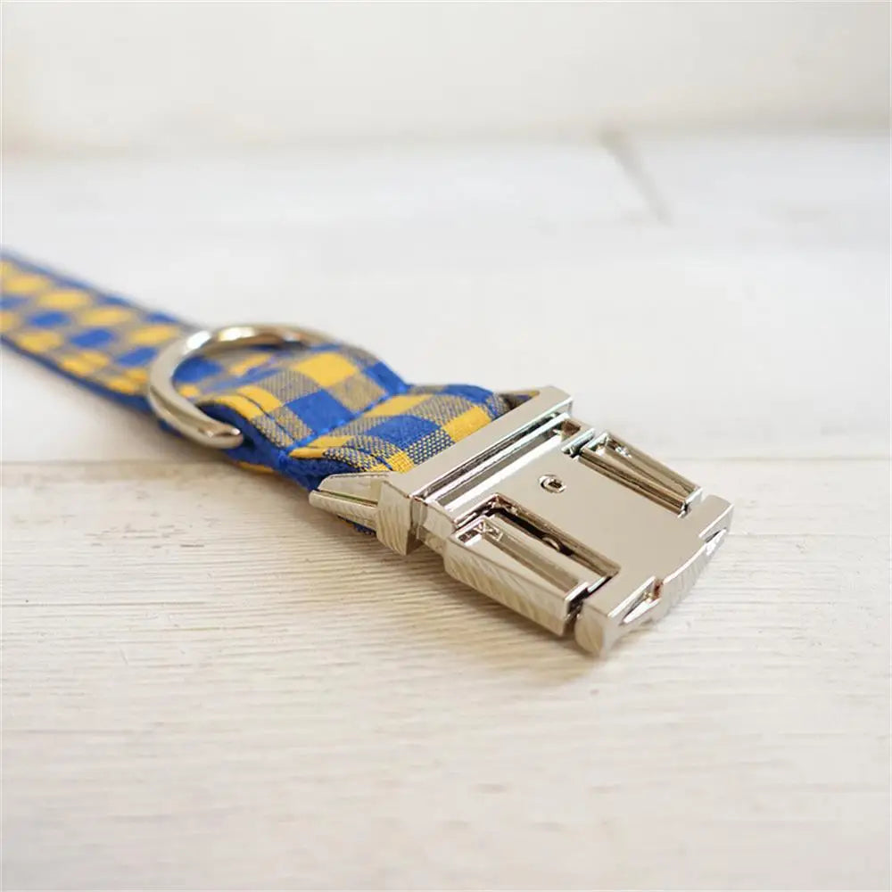 Personalized Pet Collar Customized Nameplate ID Tag Adjustable Blue Yellow Plai Cat Dog Collars Lead Leash Dogy