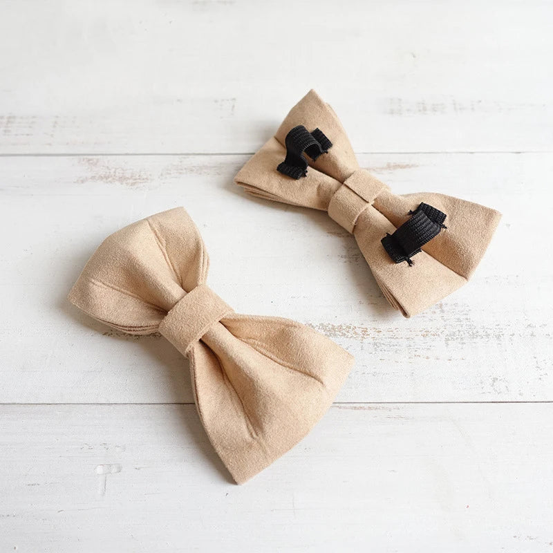 Beige Velvet Dog Bowtie Pets Collar Accessory Puppy Cat Pet Supplies Grooming Tools Dogs Dismountable Ornamental Bow Ties Dogy