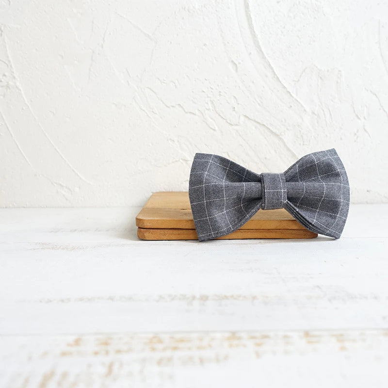 Grey Plaid Dog Bowtie Pets Collar Accessory Puppy Cat Pet Supplies Grooming Tools Dogs Dismountable Ornamental Bow Ties Dogy