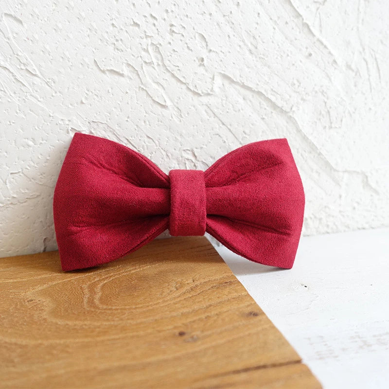 Red Velour Dog Bowtie, Pet Collar Accessory, Puppy, Cat, Pet Supplies, Grooming Tools, Dismountable, Ornamental Bow Ties Dogy