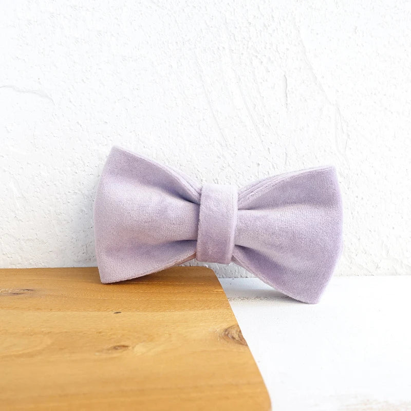 Pink Purple Velour Dog Bowtie, Pet Collar Accessory, Puppy, Cat, Pet Supplies, Grooming Tools, Dismountable, Ornamental Bow Ties Dogy