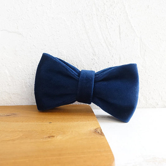 Dark Navy Blue Velour Dog Bowtie Pets Collar Accessory Puppy Pet Supplies Grooming Tools Dogs Dismountable Ornamental Bow Ties Dogy