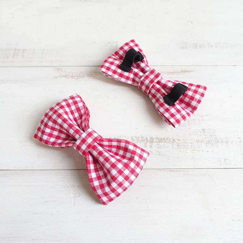 Red White Plaid Dog Bowtie Pets Collar Accessory Puppy Cat Pet Supplies Grooming Tools Dogs Dismountable Ornamental Bow Ties Dogy