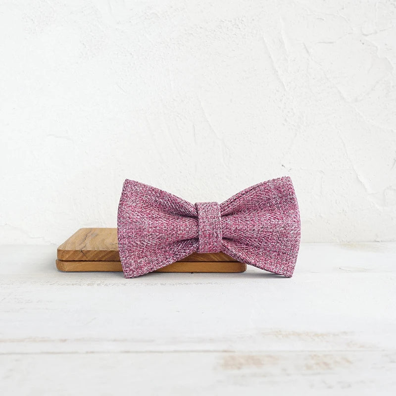 Pink Linen Dog Bowtie Pets Collar Accessory Puppy Cat Pet Supplies Grooming Tools Dogs Dismountable Ornamental Bow Ties Dogy