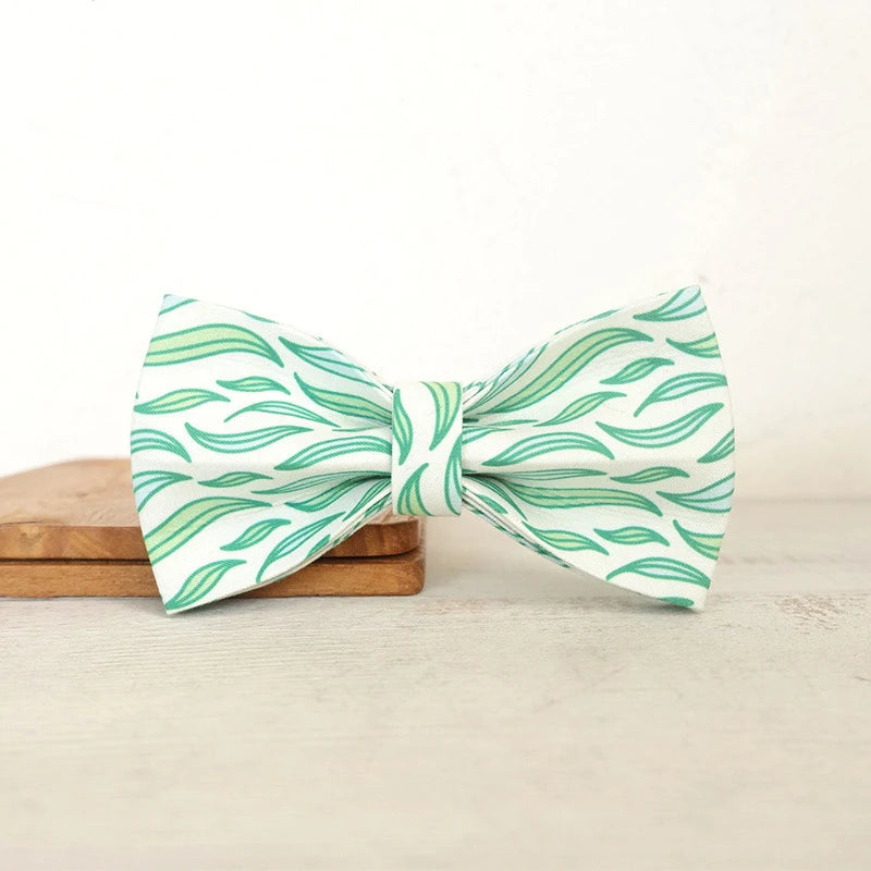 Green Leafs Dog Bowtie Pet Collar Accessory Puppy Cat Pet Supplies Grooming Tools Dogs Dismountable Ornamental Bow Tie Dogy