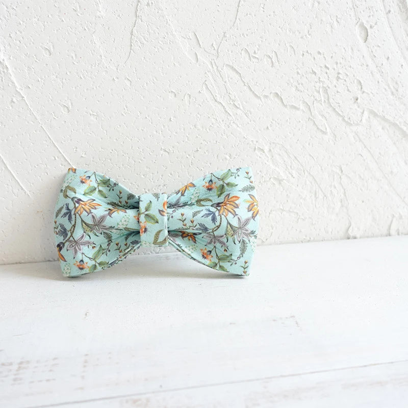 Green Flower Dog Bowtie Pet Collar Accessory Puppy Cat Pet Supplies Grooming Tools Dogs Dismountable Ornamental Bow Tie Dogy