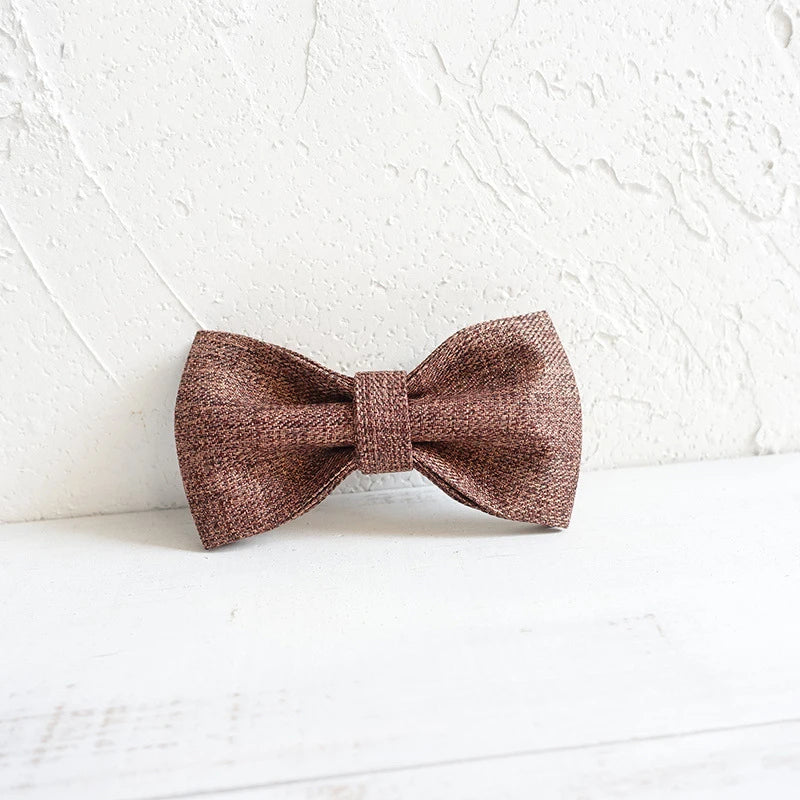 Brown Suit Linen Dog Bowtie Pet Collar Accessory Puppy Cat Pet Supplies Grooming Tools Dogs Dismountable Ornamental Bow Tie Dogy