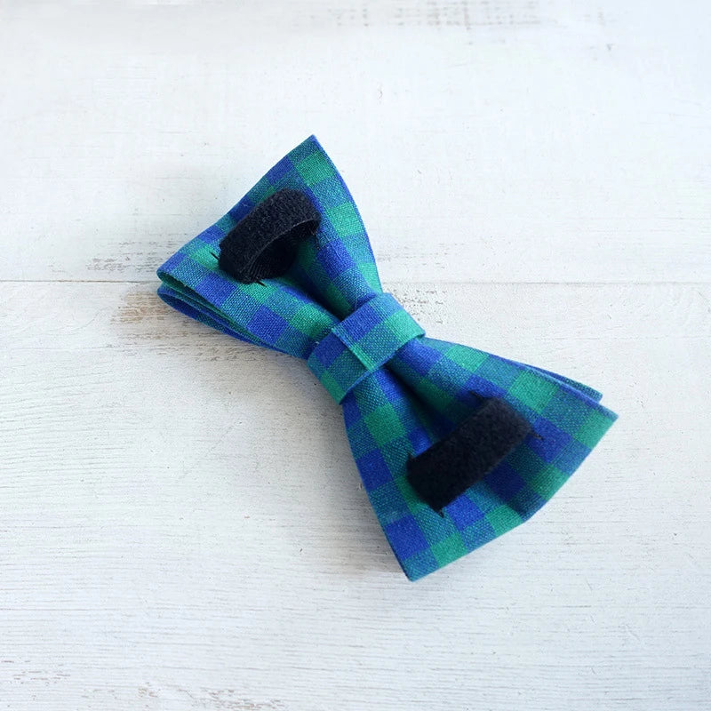 Green Blue Plaid Dog Bowtie Pets Collar Accessory Puppy Cat Pet Supplies Grooming Tools Dogs Dismountable Ornamental Bow Ties Dogy