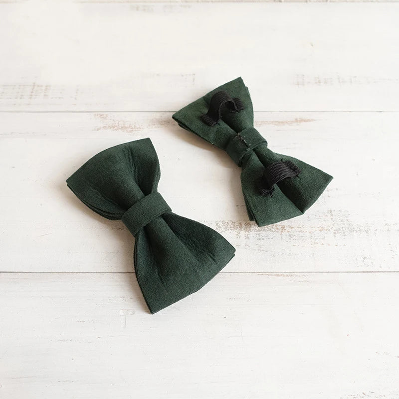 Dark Green Velvet Dog Bowtie Pets Collar Accessory Puppy Cat Pet Supplies Grooming Tools Dogs Dismountable Ornamental Bow Ties Dogy