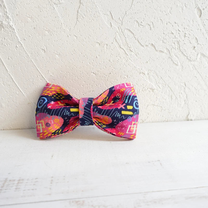 Graffiti Dog Bowtie Pet Collar Accessory Puppy Cat Pet Supplies Grooming Tools Dogs Dismountable Ornamental Bow Ties Dogy