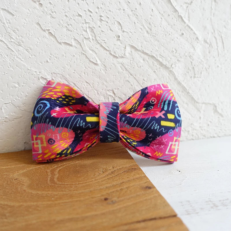 Graffiti Dog Bowtie Pet Collar Accessory Puppy Cat Pet Supplies Grooming Tools Dogs Dismountable Ornamental Bow Ties Dogy