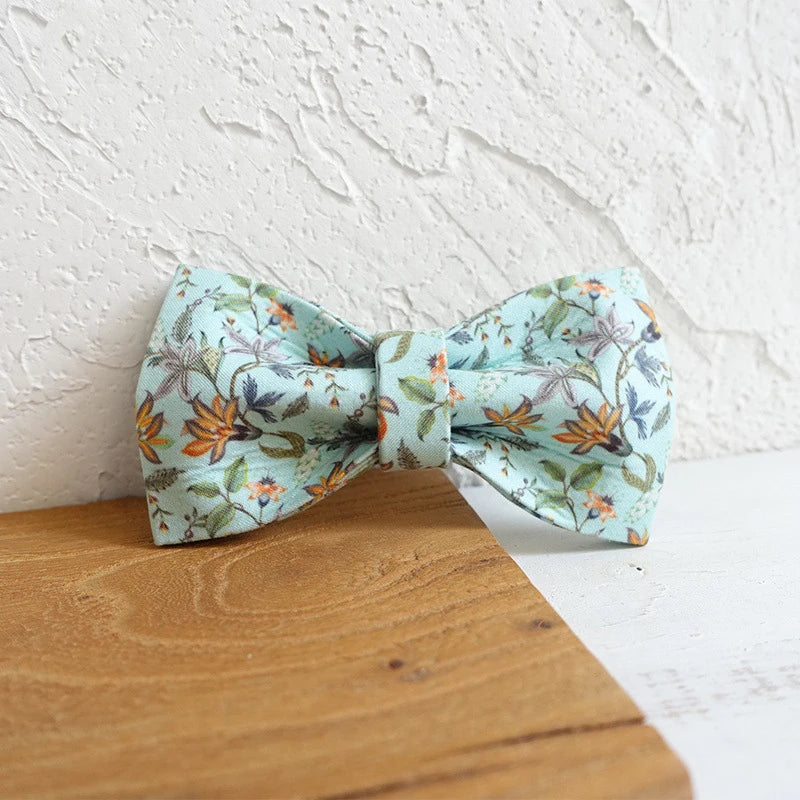 Green Flower Dog Bowtie Pet Collar Accessory Puppy Cat Pet Supplies Grooming Tools Dogs Dismountable Ornamental Bow Tie Dogy