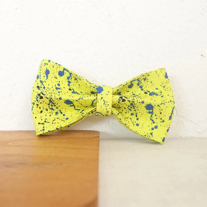 Yellow Painting Cartoon Dog Bowtie Pet Collar Accessory Puppy Cat Pet Supplies Grooming Dogs Dismountable Ornamental Bow Tie Dogy