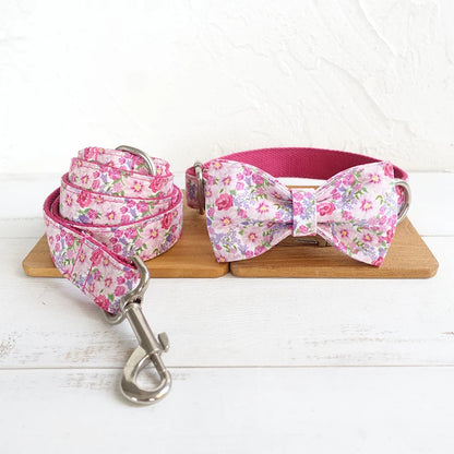 Pink Flower Dog Bowtie Pet Collar Accessory Puppy Cat Pet Supplies Grooming Tools Dogs Dismountable Ornamental Bow Ties Dogy