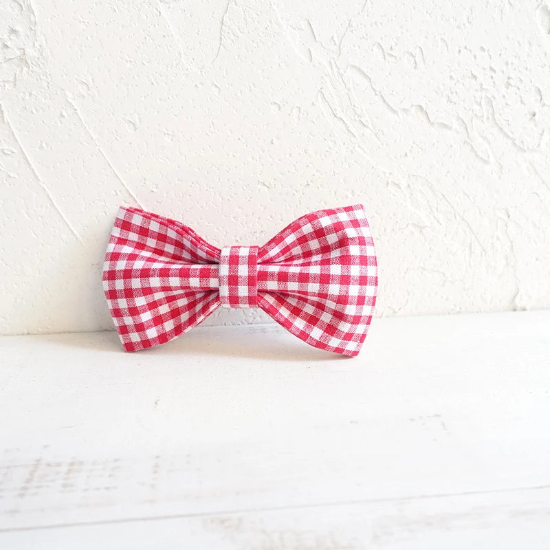 Red White Plaid Dog Bowtie Pets Collar Accessory Puppy Cat Pet Supplies Grooming Tools Dogs Dismountable Ornamental Bow Ties Dogy