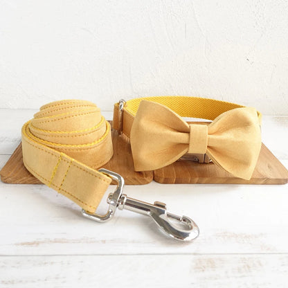 Yellow Velvet Dog Bowtie Pet Collar Accessory Puppy Cat Pet Supplies Grooming Tools Dogs Dismountable Ornamental Bow Tie Dogy