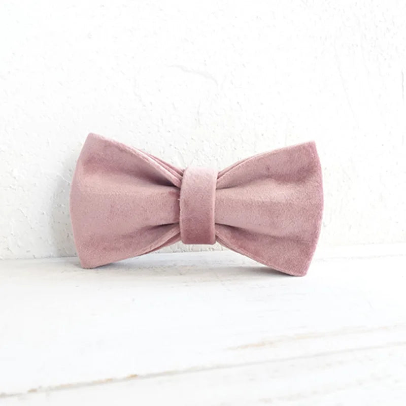 Pink Velour Dog Bowtie, Pet Collar Accessory, Puppy, Cat, Grooming Tools, Dismountable, Ornamental Bow Ties Dogy