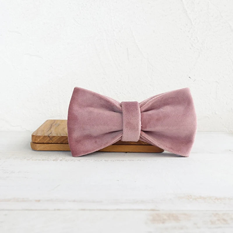 Pink Velour Dog Bowtie, Pet Collar Accessory, Puppy, Cat, Grooming Tools, Dismountable, Ornamental Bow Ties Dogy