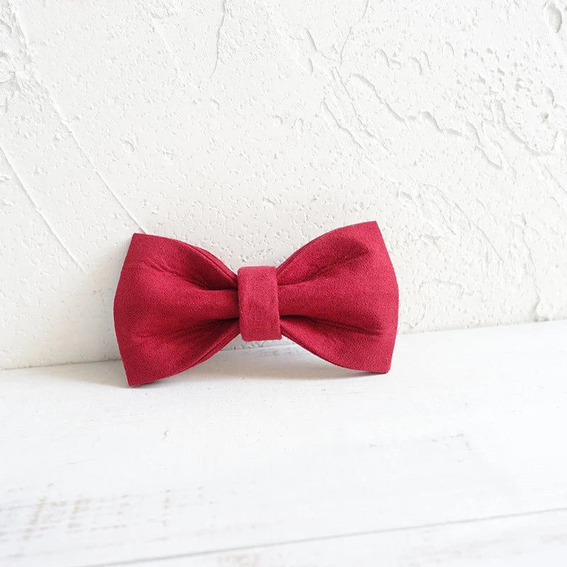 Red Velour Dog Bowtie, Pet Collar Accessory, Puppy, Cat, Pet Supplies, Grooming Tools, Dismountable, Ornamental Bow Ties Dogy