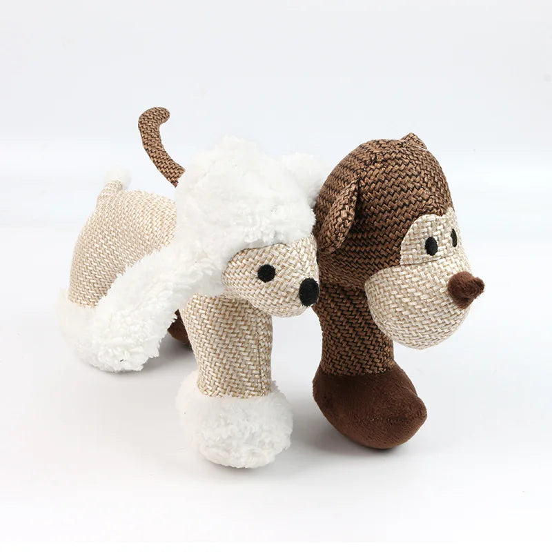 Bite Resistant Linen Puppy Dog Chew Toy Squeaky Elephant Horse Shape Pet Toys for Small Medium Dogs French Bulldog Accessories - Dogy