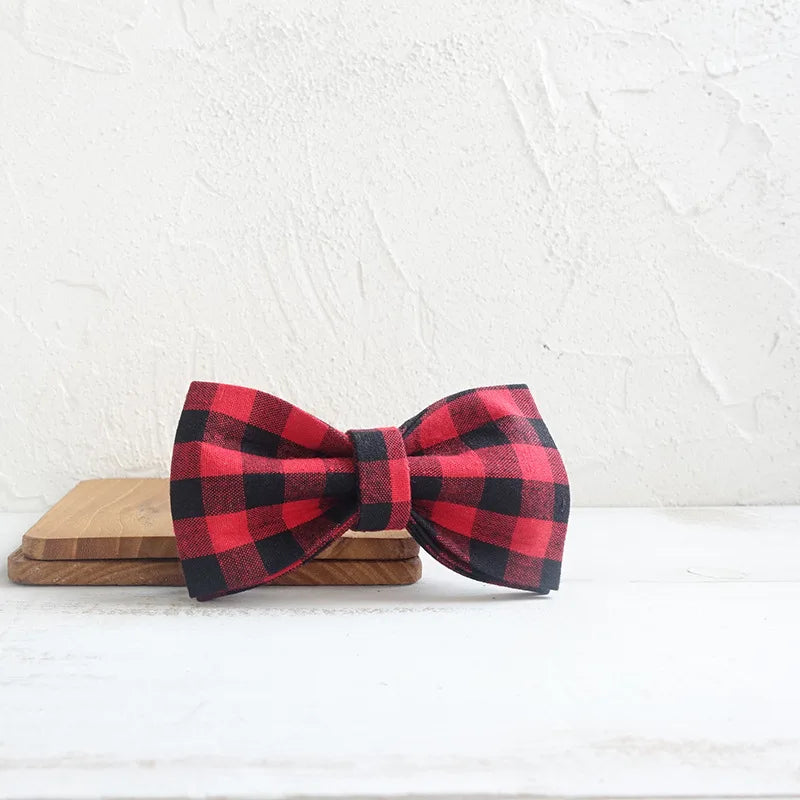 Black Red Plaid Dog Bowtie Pets Collar Accessory Puppy Cat Pet Supplies Grooming Tools Dogs Dismountable Ornamental Bow Ties Dogy