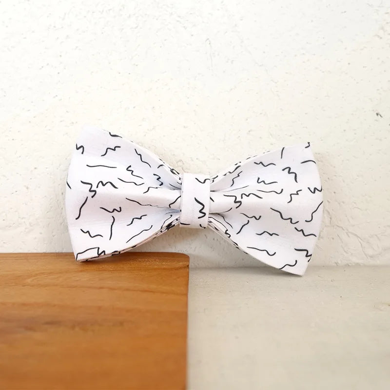 White Black Lines Dog Bowtie Collar Accessory Puppy Cat Pet Supplies Grooming Tools Dogs Dismountable Ornamental Bow Tie Dogy