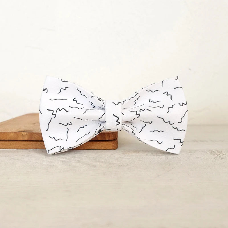 White Black Lines Dog Bowtie Collar Accessory Puppy Cat Pet Supplies Grooming Tools Dogs Dismountable Ornamental Bow Tie Dogy