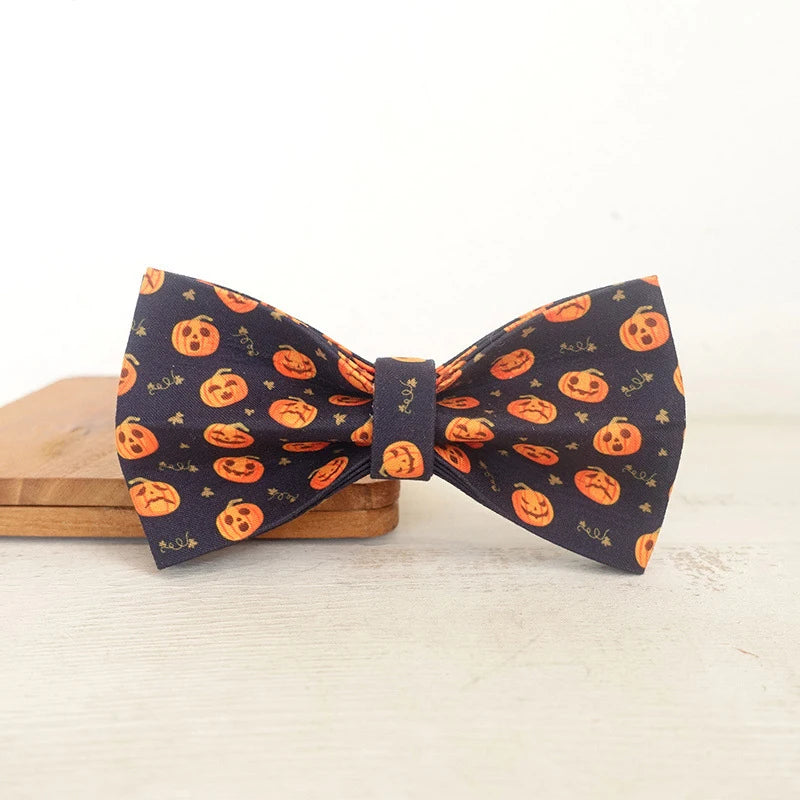 Halloween Pumpkin Dog Bowtie Collar Accessory Puppy Cat Pet Supplies Grooming Tools Dogs Dismountable Ornamental Bow Tie Dogy