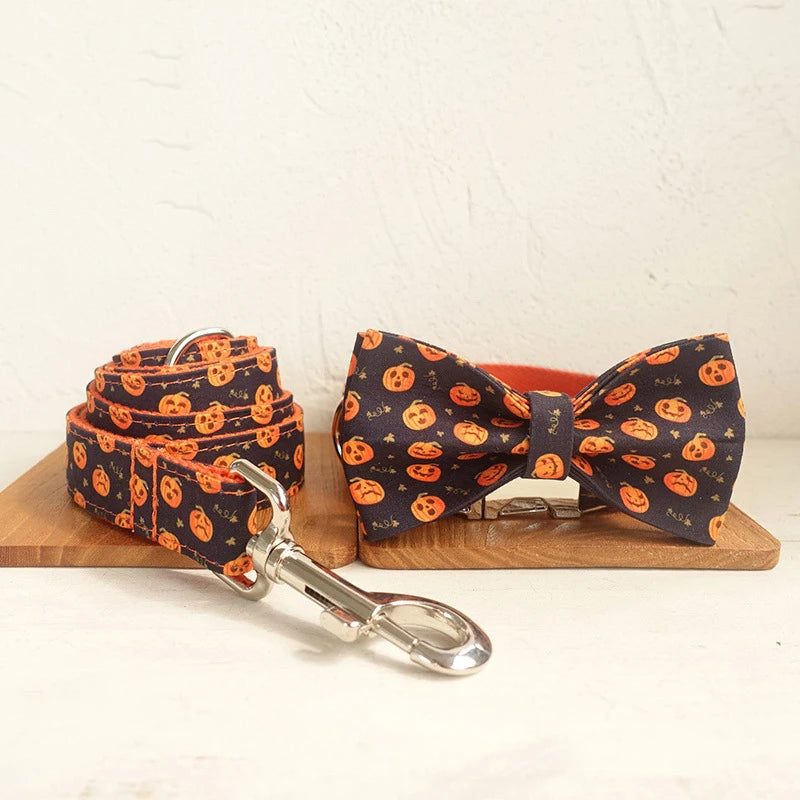 Halloween Pumpkin Dog Bowtie Collar Accessory Puppy Cat Pet Supplies Grooming Tools Dogs Dismountable Ornamental Bow Tie Dogy