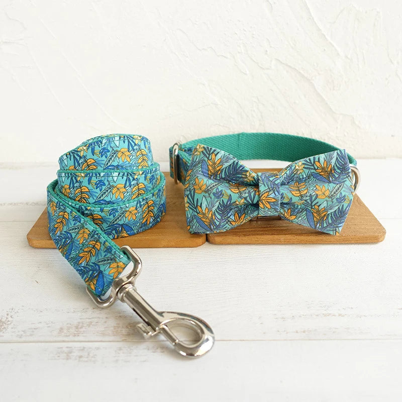 Aquatic Leafs Cartoon Dog Bowtie Pet Collar Accessory Puppy Cat Pet Supplies Grooming Tools Dogs Dismountable Ornamental Bow Tie Dogy