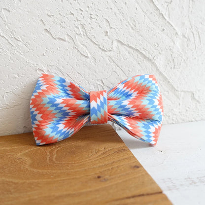 Orange and Blue Wave Dog Bowtie, Pet Collar Accessory, Puppy and Cat Grooming Tools, Dismountable Ornamental Bow Ties Dogy