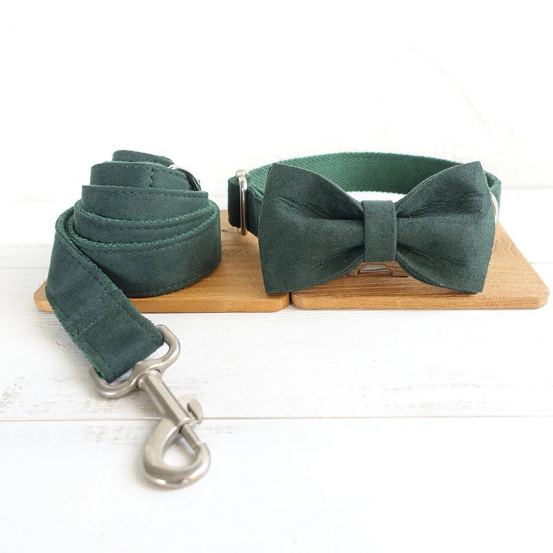 Dark Green Velvet Dog Bowtie Pets Collar Accessory Puppy Cat Pet Supplies Grooming Tools Dogs Dismountable Ornamental Bow Ties Dogy