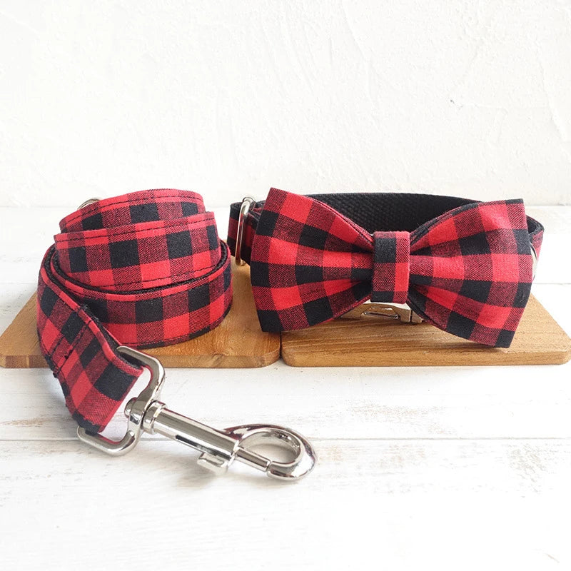 Black Red Plaid Dog Bowtie Pets Collar Accessory Puppy Cat Pet Supplies Grooming Tools Dogs Dismountable Ornamental Bow Ties Dogy