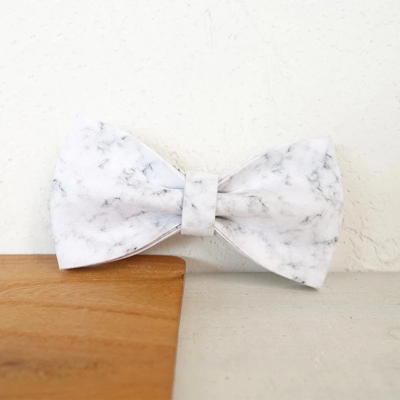 White Marbling Dog Bowtie Collar Accessory Puppy Cat Pet Supplies Grooming Tools Dogs Dismountable Ornamental Bow Tie Dogy