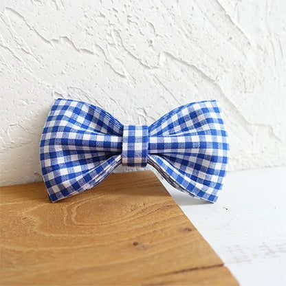 Blue White Plaid Dog Bowtie Pets Collar Accessory Puppy Cat Pet Supplies Grooming Tools Dogs Dismountable Ornamental Bow Ties Dogy